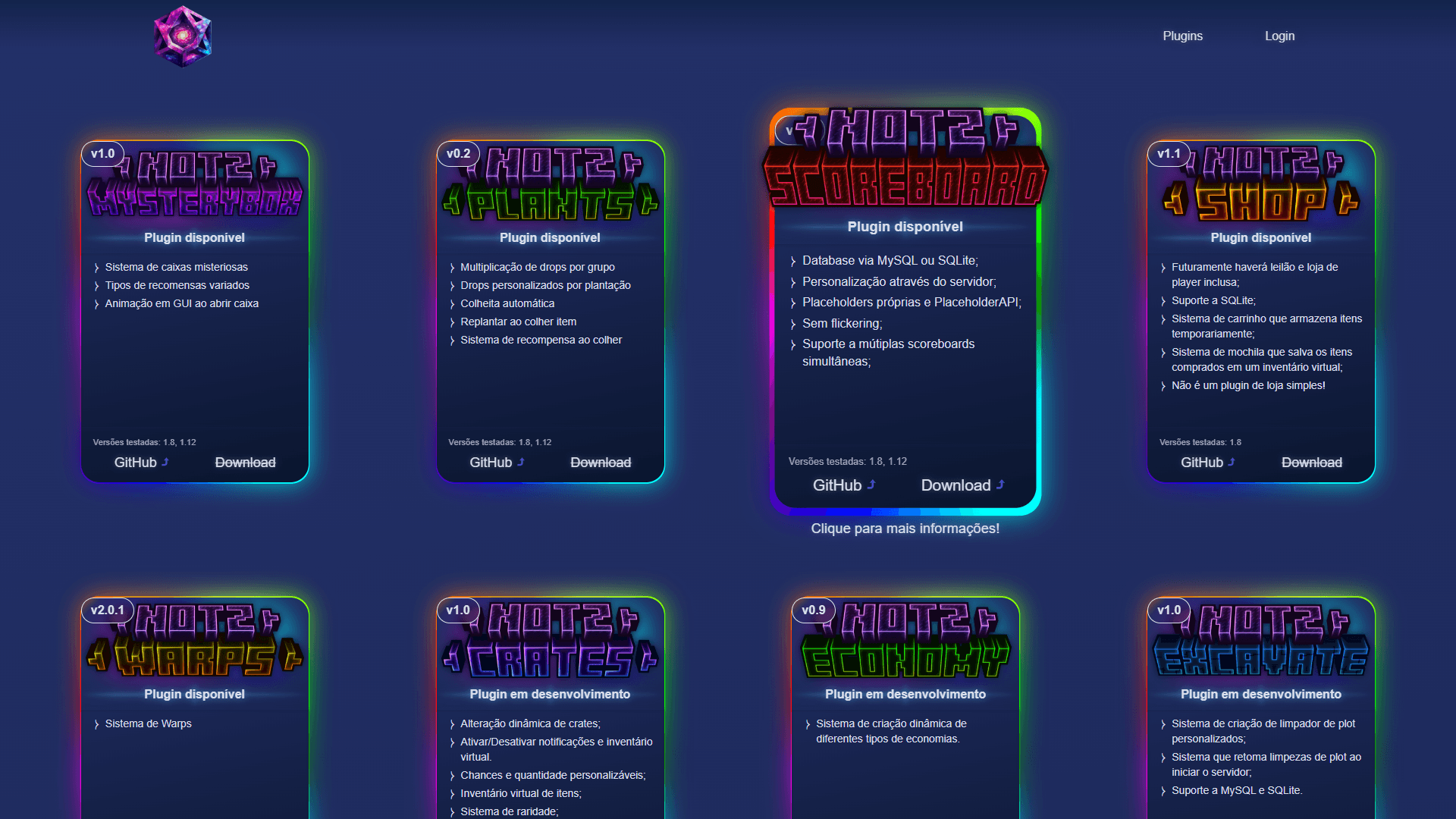 Antiga página inicial